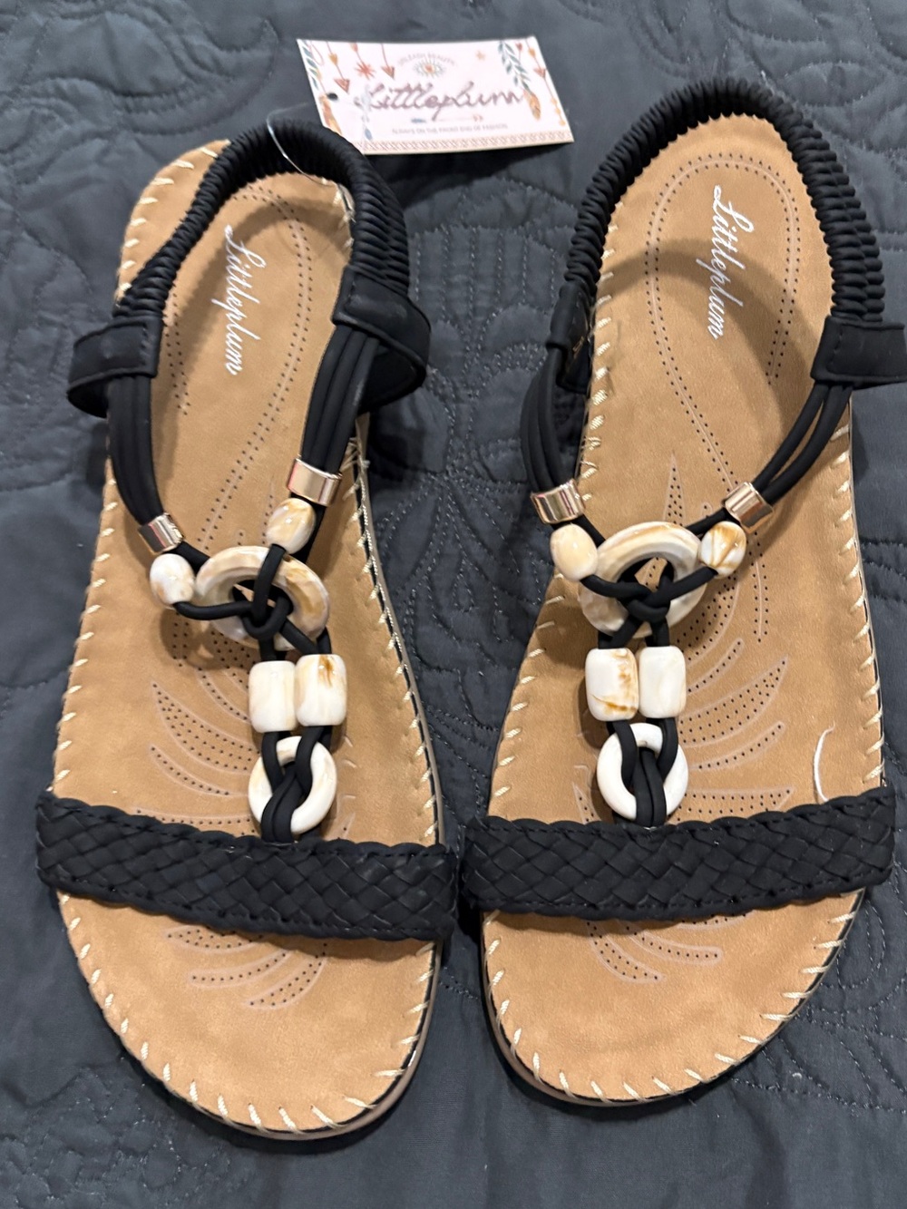 Black Beaded Slingback Sandals